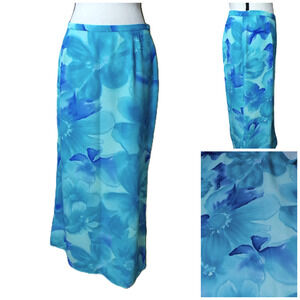 Y2k Maxi Skirt 10 Floral Teal Purple Chiffon Fairy whimsigoth Whimsical Bogo vtg